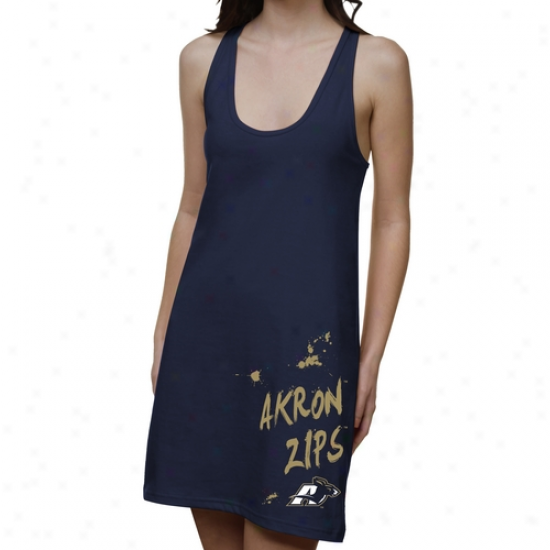 Akron Zips Ladies Paint Strokes Junior's Racerback Dress - Navy Blue