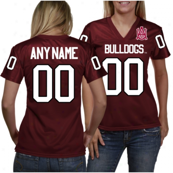 Alabama A&m Bulldogs Women's Personalized Fashion Football Jersey - Maroon