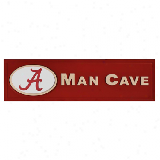Alabana Crimson Current 23.5'' X 6.5'' Wooden Man Cave Sign