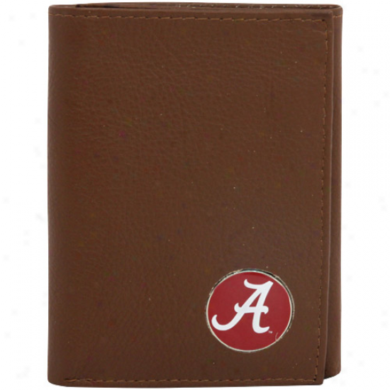 Alabama Crimson Tide Brown Tri-fold Leather Bag