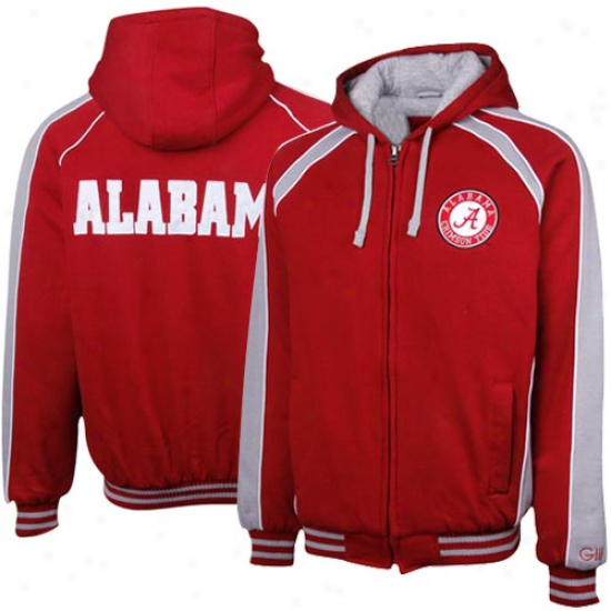 Alabama Crimson Tide Crimson-graay Colorblock Full Zip Fleece Hoodie Jacket