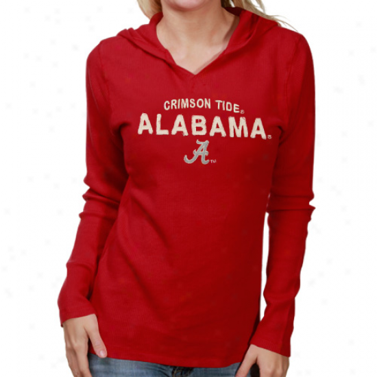 Alabama Crimson Tide Ladies Crimson Pilot Hooded Thermal Premium Slow Sleeve T-shirt