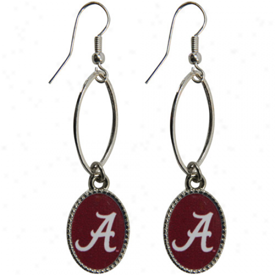 Alabama Crimsoon Tide Silvertone Dangle Eafrings