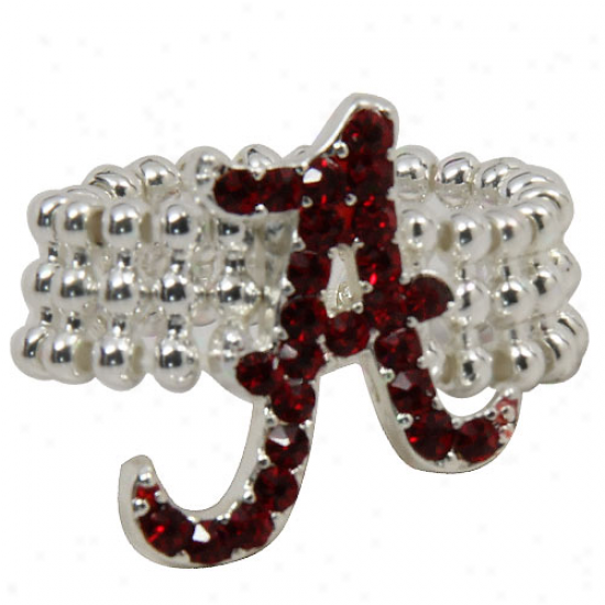 Alabama Crimson Tide Team Logo Rhinestone Stretch Ring