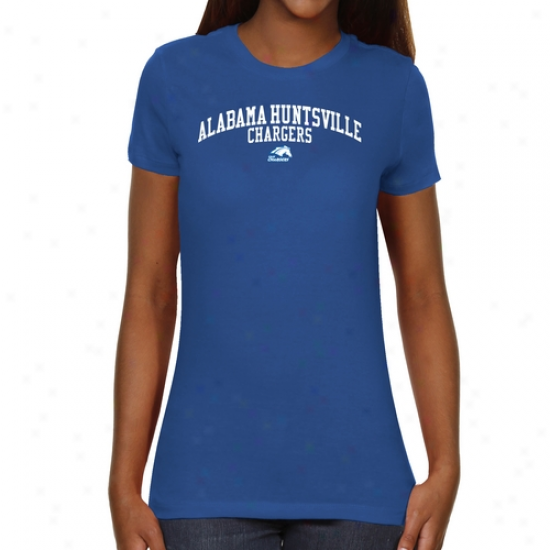 Alabama Huntsville (uah) Chargers Ladies Team Arch Slim Fit T-shirt - Royal Blue