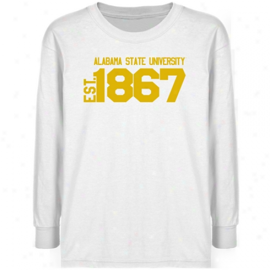 Alabama State Hornets Youfh White Est. Date T-shirt