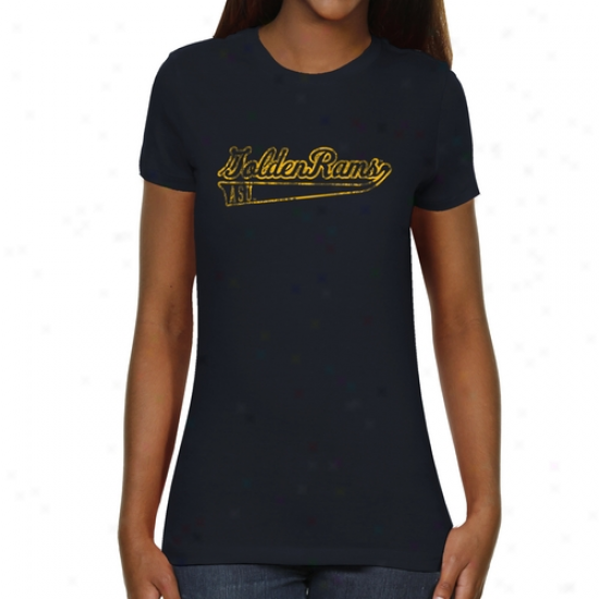 Albany State Golden Rams Ladies Swept Away Slim Fit T-shirt - Navy Blue