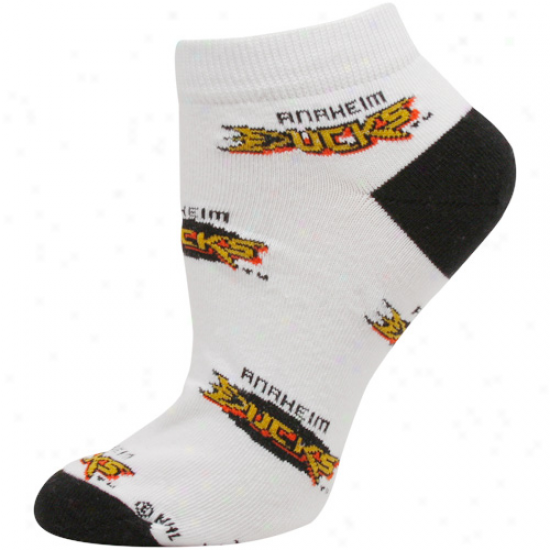 Anaheim Dudks Ladies White Allover Logo Ankle Socks