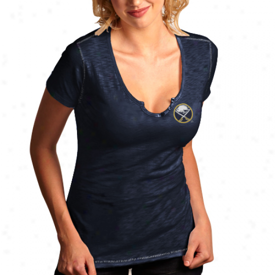 Antigua Buffalo Sabres Ladies Spry Slub Premium T-shirt - Navy Blue