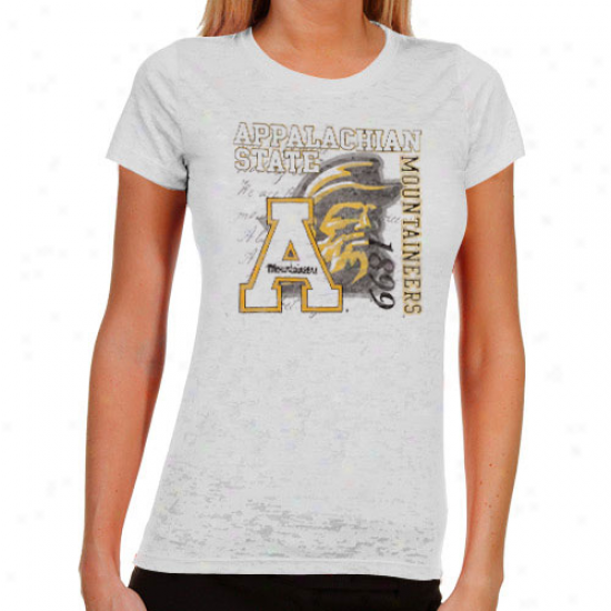 Appalachian State Mountaineers Ladies Fivhting Pride Burnout T-shirt - White