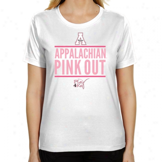 Appalachian State Mountaineers Play 4kay Pink Out Ladies Classic Fit T-shirt - White