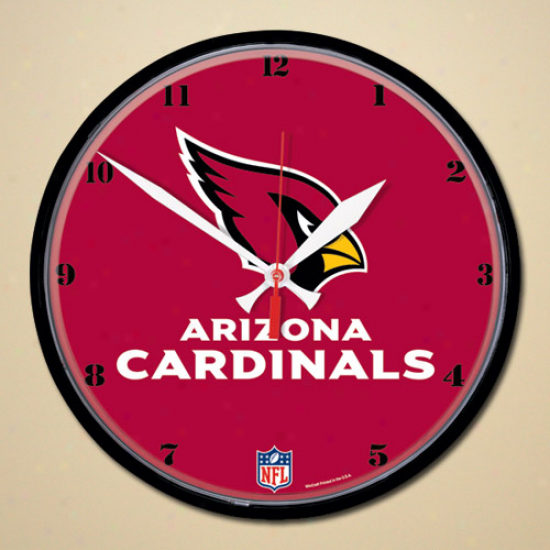 Arizona Cardinals Logo & Name R0und Walll Clock