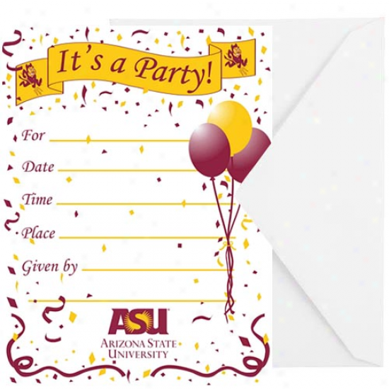 Arizona Condition Sun Devils 8-pack Party Invitatioms & Envelopes