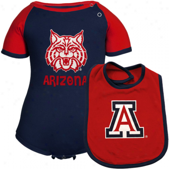 Arizona Wildcats Infabt First Down Creeper & Bib Set - Navy Blue-cardinal