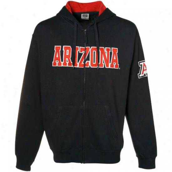 Arizona Wildcats Navy Blue Classic Twill Full Zip Hoody Sweatshirt- -