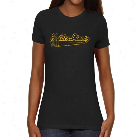 Arkansas Pine Bluff Golden Lionw Ladies Swept Away Slim Fit T-shirt - Black