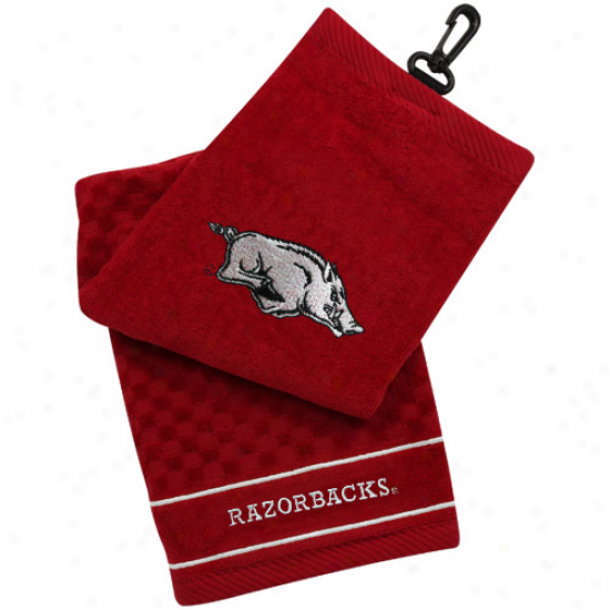 Arkansas Razorbacks Cardinal Embroidered Team Logo Tri-fold Towel