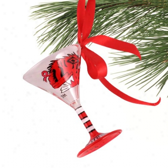 Arkansas Razorbacks Hand-painted Mini Martini Glasd Ch5istmas Ornament