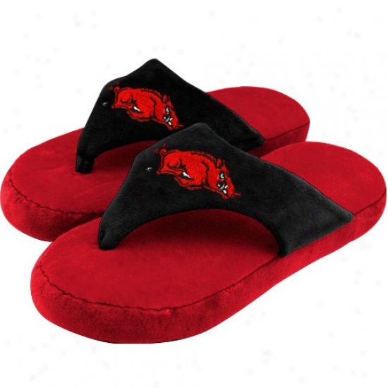 Arkansas Razorbqcks Unisex Cardinal-black Comfyflop Indoor Flip Flop