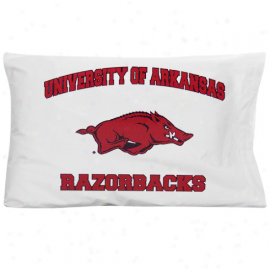 Arkansas Razorbacks White Traditional Pillow Case