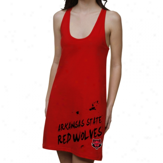 Arkansas State Red Wovles Ladies Paint Strokes Junior's Racerback Dress - Red