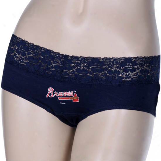 Atoanta Braves Ladies Navy Blue Super Soft Lace Trim Panties