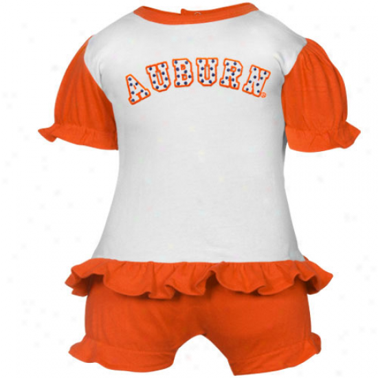 Auburn Tigers Infant White-orange Polka Variegate Bloomer & T-shirt Set