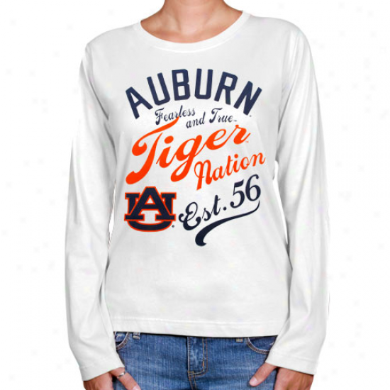 Auburn Tigers Ladies Splashy Long Sleeve T-shirt - White