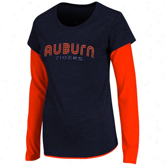 Auburn Tigers Womens Cascade Double Layer T-shirt - Navy Blue