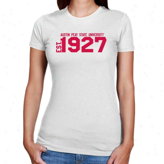 Austin Peay State Governors Ladies White Est. Date Slim Fit T-shirt