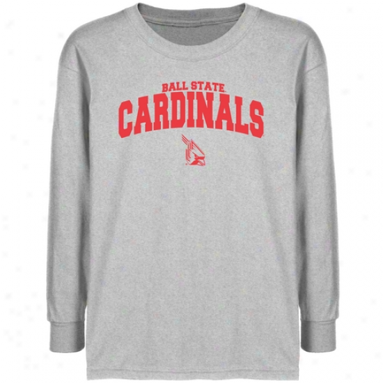 Ball State Cardinals Youth Ash Logo Arch T-shirt