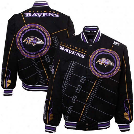 Baltimore Ravens Black On Point Midweight Twill Full Button Jacket