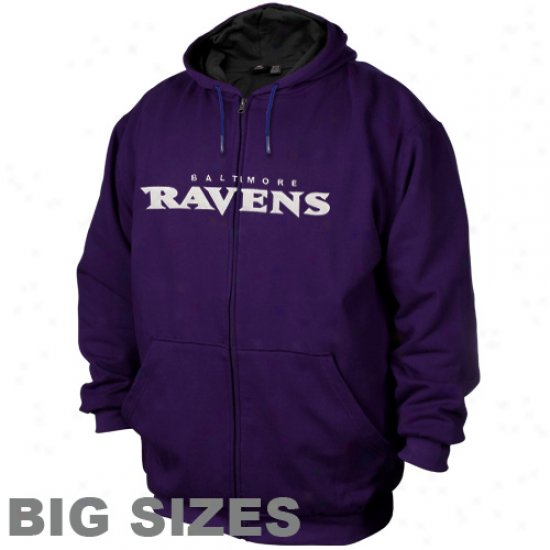 Baltimore Ravens Purple Big Sizes Thermal Fleece Full Zip Hoodie Sweatshirt