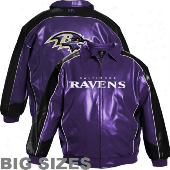 Baltimore Ravens Purple-black Pleather Varsity Team Big Sizes Full Zip Jacket