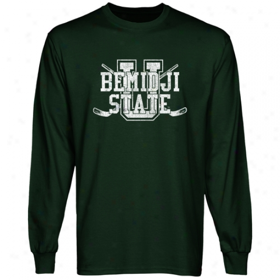 Bemidji State Beavers Crossed Sticks Long Sleeve T-shirt - Green
