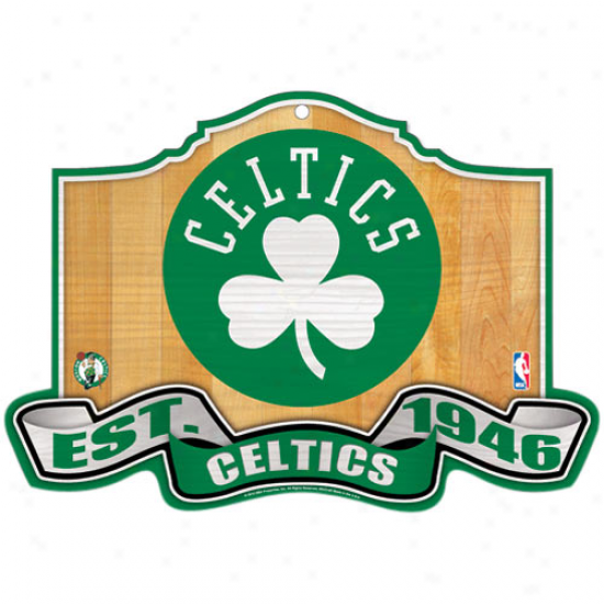 Boston Celtics 15 1/2'' X 11'' Court Established Wooden Sign