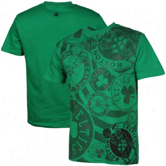 Boston Celtics Checked T-qhirt - Kelly Green