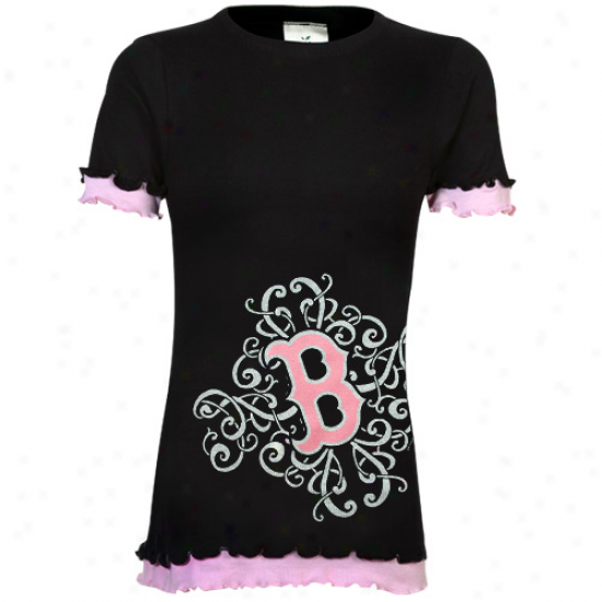 Boston Red Sox Preschool Girls Double Swagger Scroll Logo T-shirt - Black