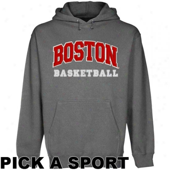 Boston Terriers Custom Sport Arch Applique Pullover Hoodie - Gunmetal