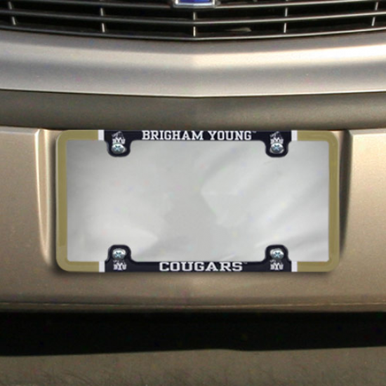 Brivham Young Cougars Thin Rim Varsity License Plate Frame