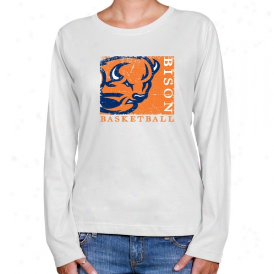 Bucknell Bison Ladies White Sport Stamp Long Sleeve Classic Fit T-shirt