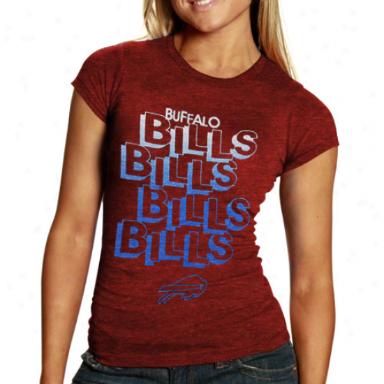 Buffalo Bills Ladies Fasten & Go Tri-blend Heathered T-shirt - Red