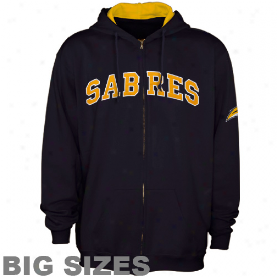 Buffalo Sabres Ships Azure Applique Big Sizes Full Zip Hoodie Sweatshirt