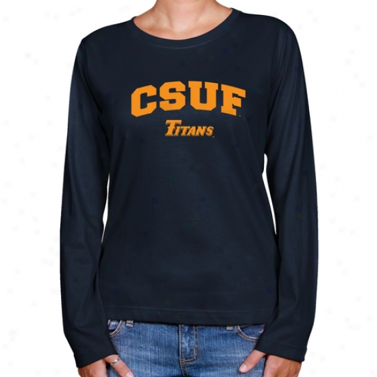 Cal State Fullerton Titans Ladies Ships Azure Logo Arch Long Sleeve Classic Fit Tee