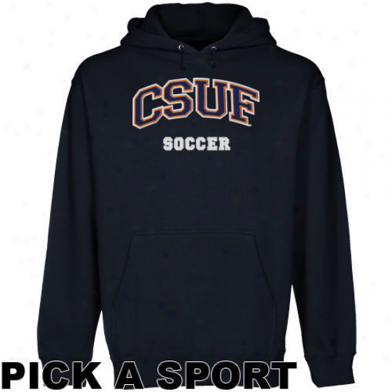 Cal State Fullerton Titans Navy Blue Custom Sport Arch Applique Midweight Pullover Hoody -