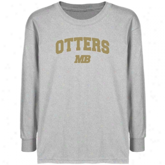 Cal State Monterey Bay Otters Youth Ash Logo ArchL ong Sleeve T-shirt