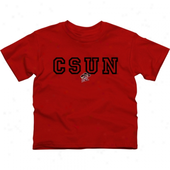 Cal State Northridge Matadors Youth Wordmark Logo T-shirt - Red