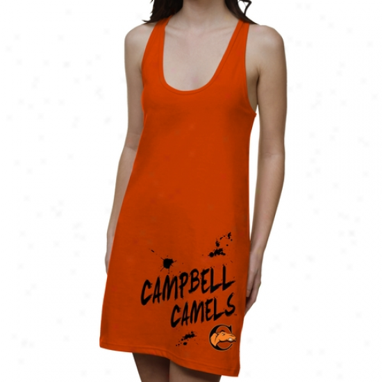 Campbell Fighting Camels Ladies Paint Strokes Junior's Racerbafk Dress - Orange