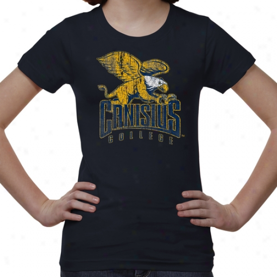 Canisius College Golden Griffins Youth Distressed Primary T-shirt - Navy Blue -