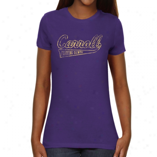 Carroll College Fighting Saints Ladies Swept Away Slim Fit T-shiirt - Purple